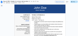 competenze del curriculum del reclutatore 