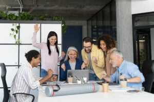 a multigenerational team working togther