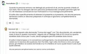 Reddit sulle bandiere rosse dei colloqui!