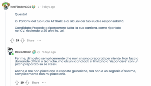 Reddit sulle bandiere rosse dei colloqui!