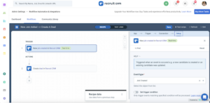 I trigger in recruit crm