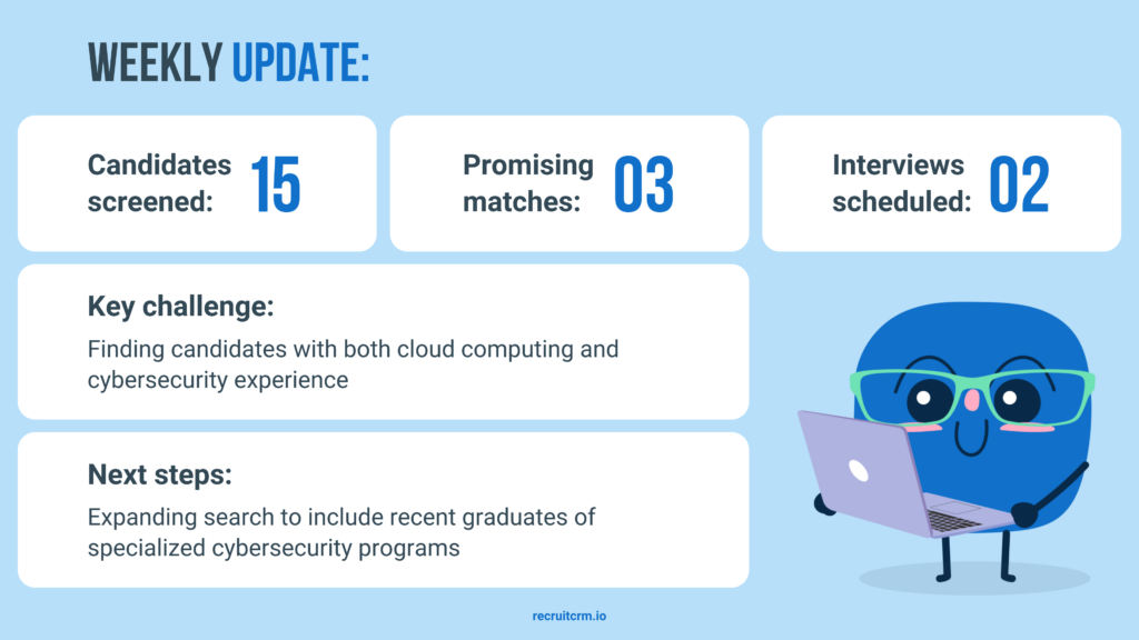 Weekly update communication template 