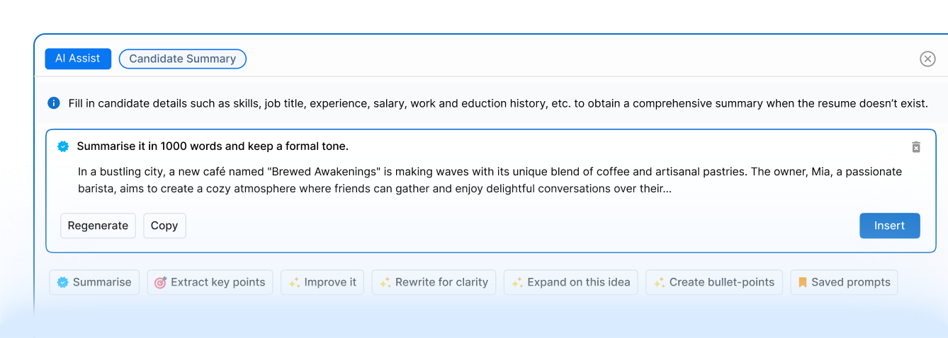 AI candidate summary generator