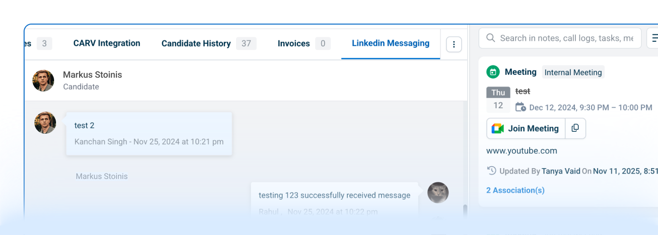 LinkedIn messaging integration